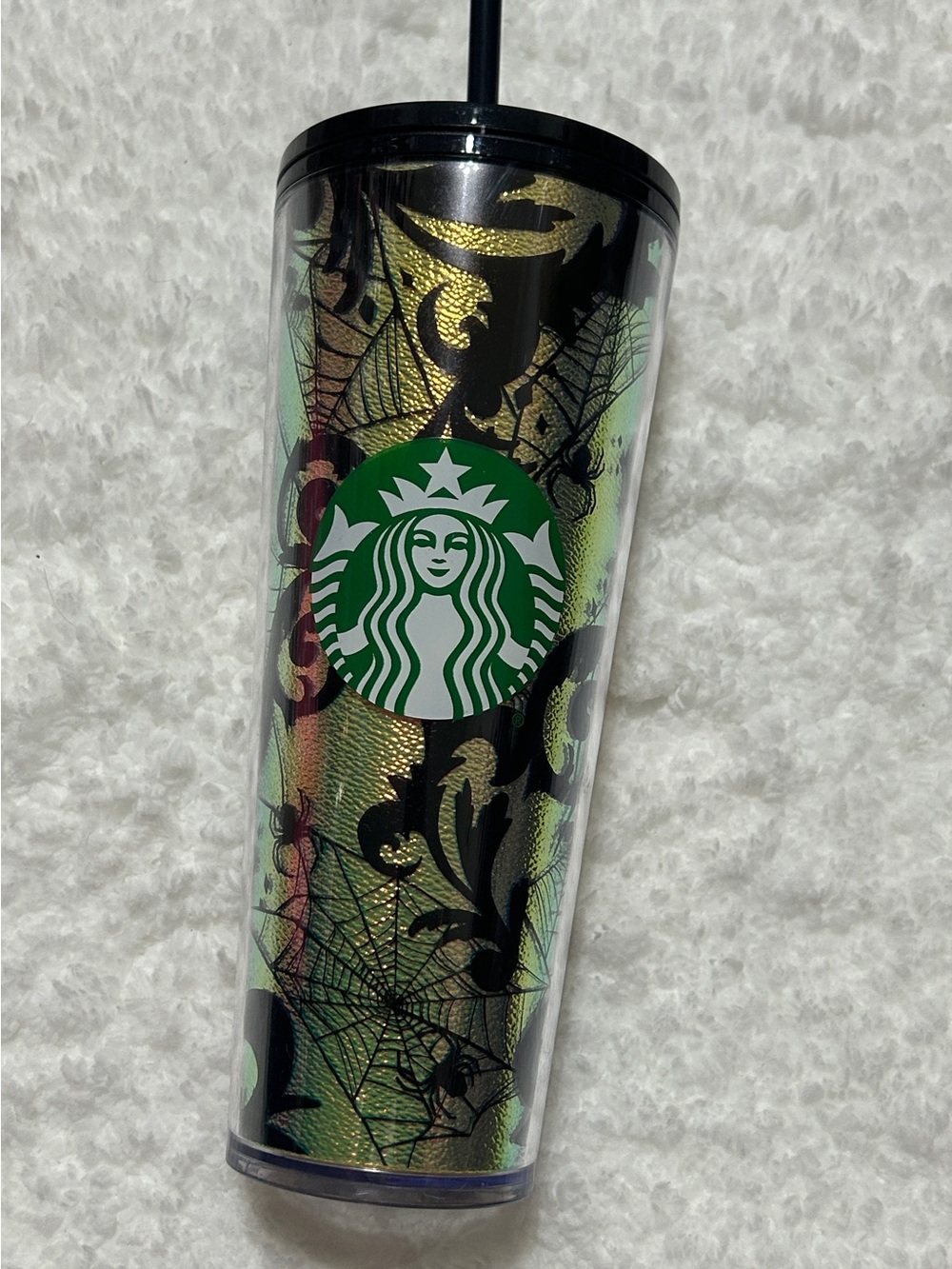 2021 Halloween Iridescent Gold/Green Spiderweb Foil-Starbucks